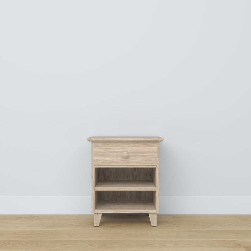Oak bedside table 1S N02 Scandi oak bleached