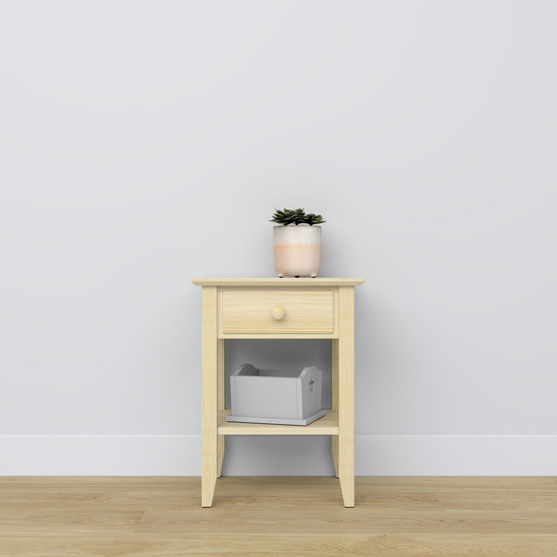 Pine bedside table 1S N01 Scandi clear pine