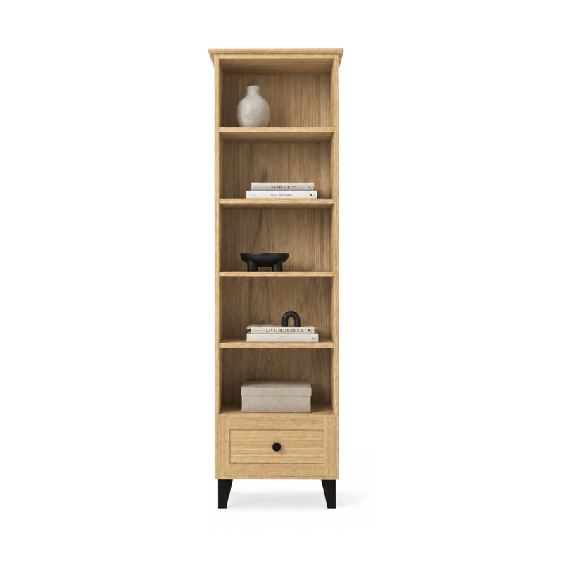 Eiken boekenkast 1S 57 Scandi natureel eiken / zwart