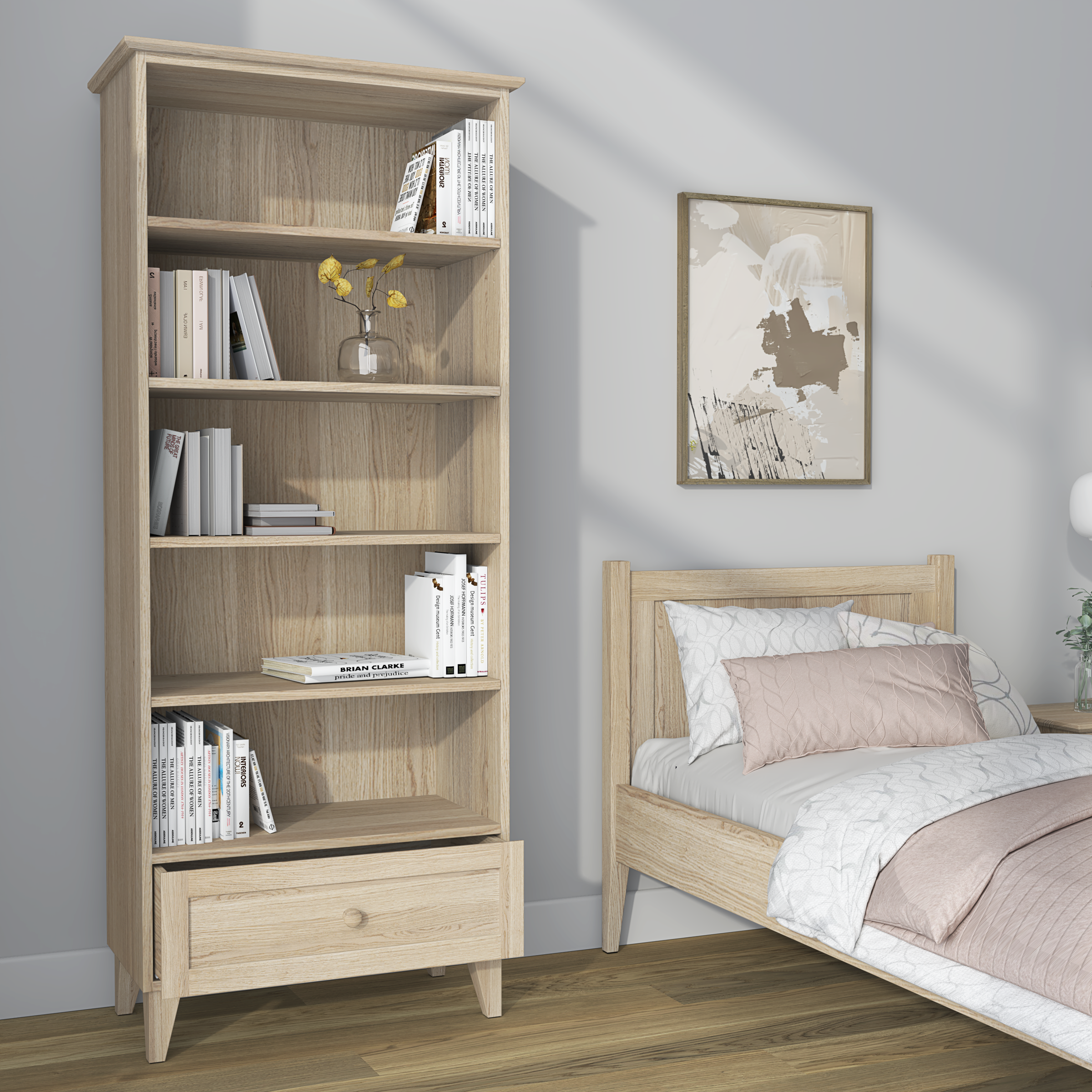 Oak shelf 1S 80 Scandi oak bleached