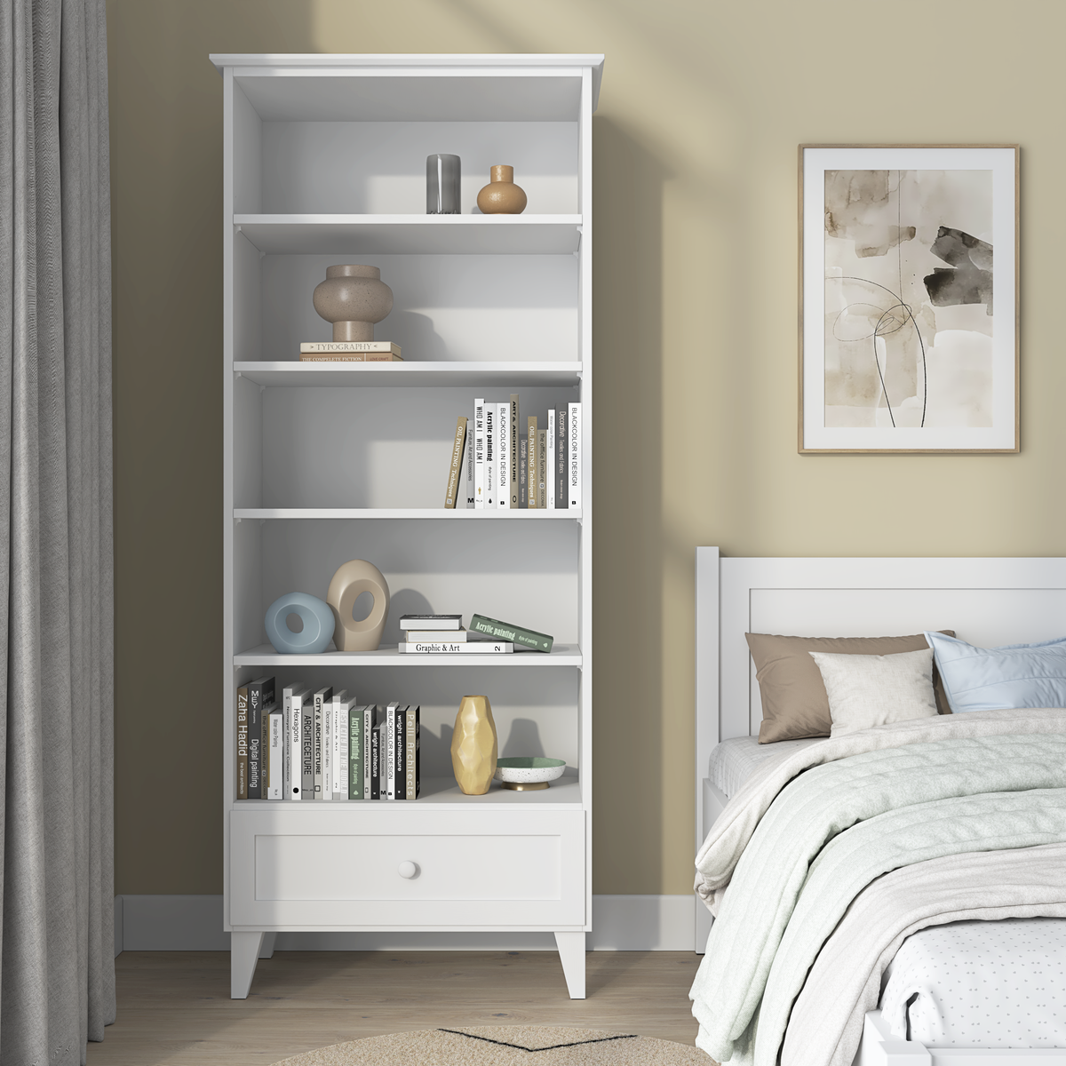 Houten boekenkast 1S 80 Scandi wit