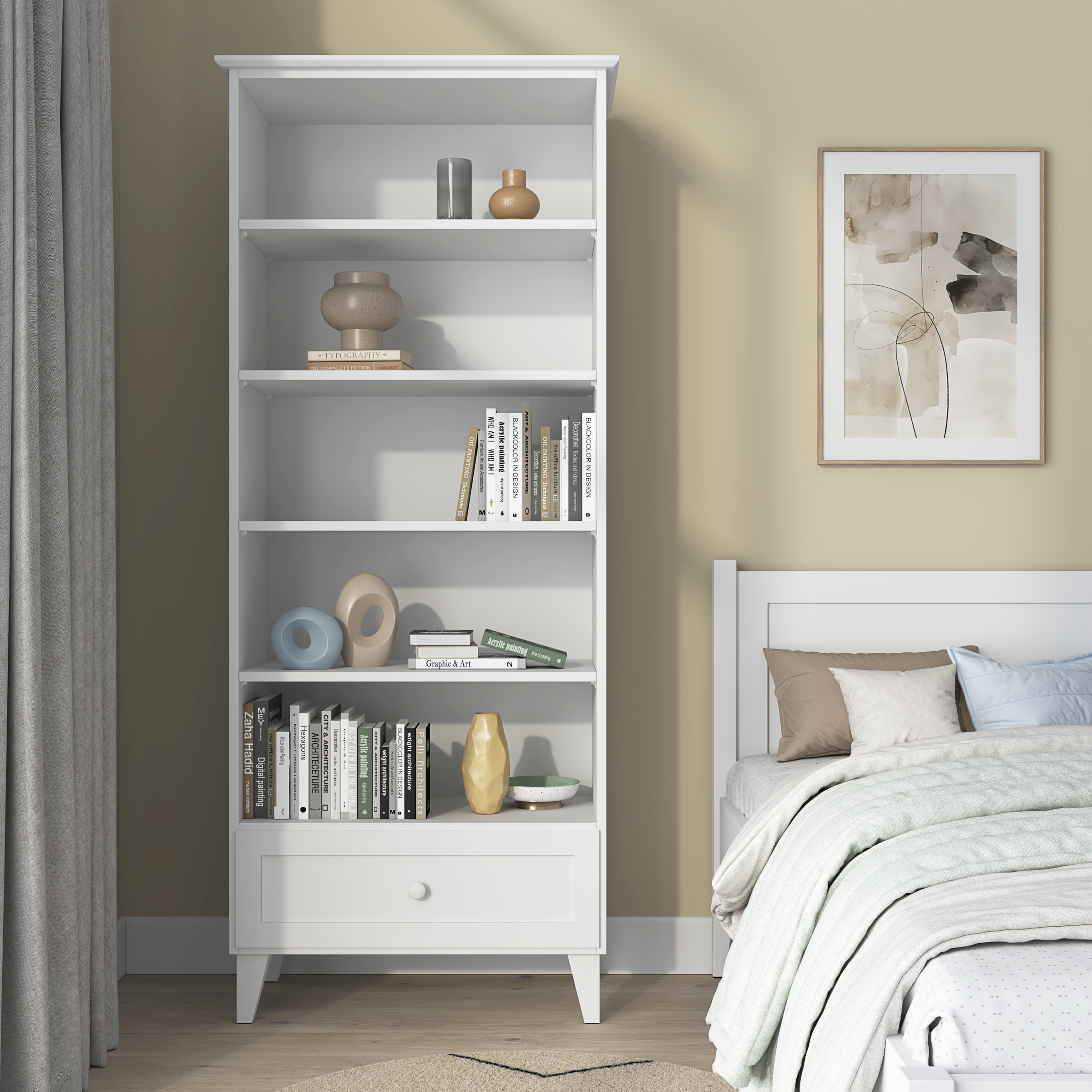 Houten boekenkast 1S 80 Scandi wit