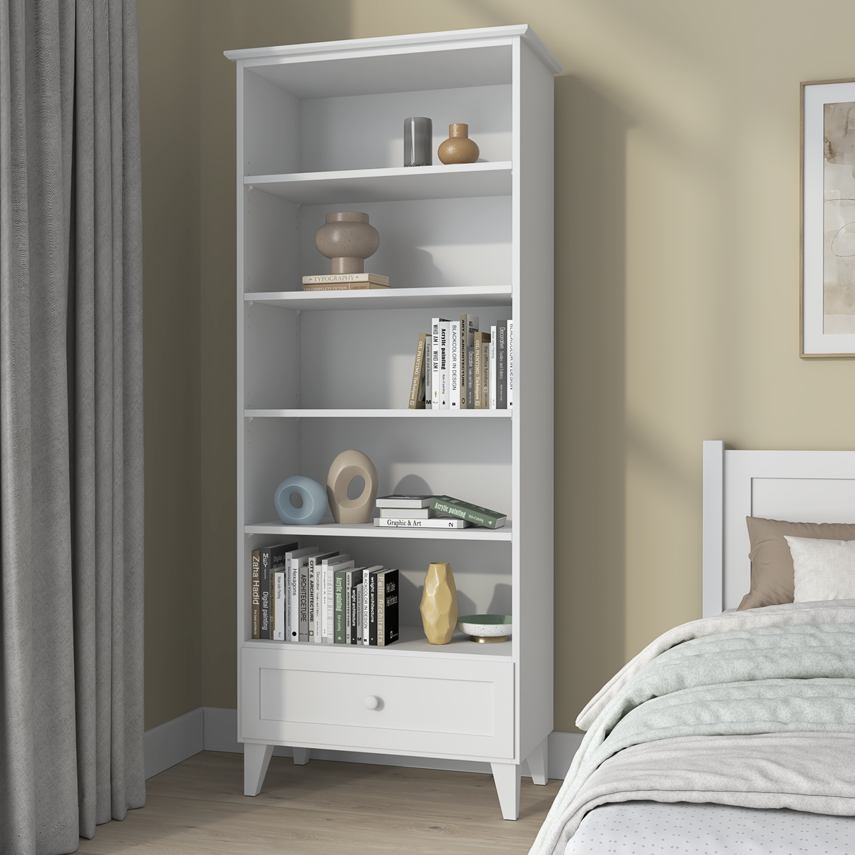 Houten boekenkast 1S 80 Scandi wit