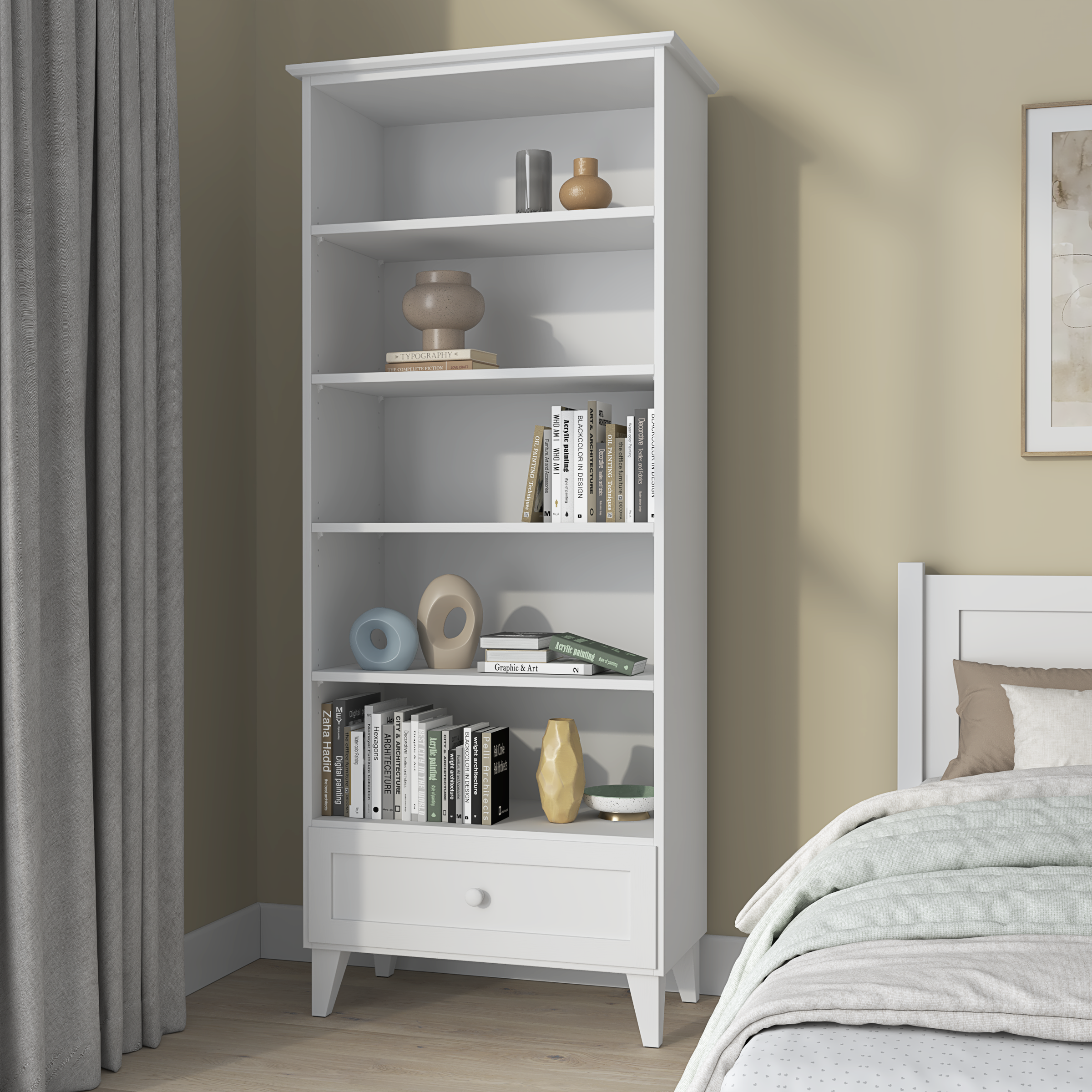 Houten boekenkast 1S 80 Scandi wit