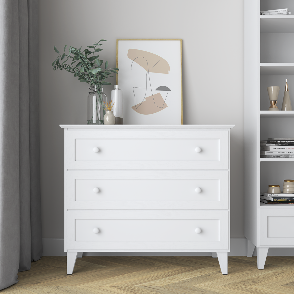 Wooden chest of drawers 3S 105 Scandi white