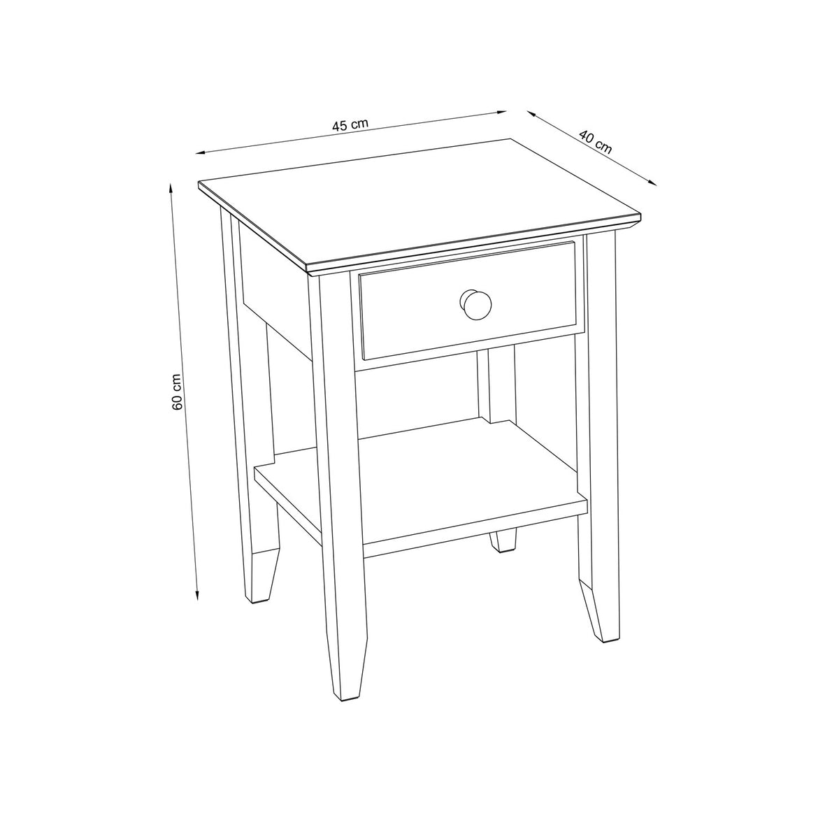 Pine bedside table 1S N01 Scandi clear pine