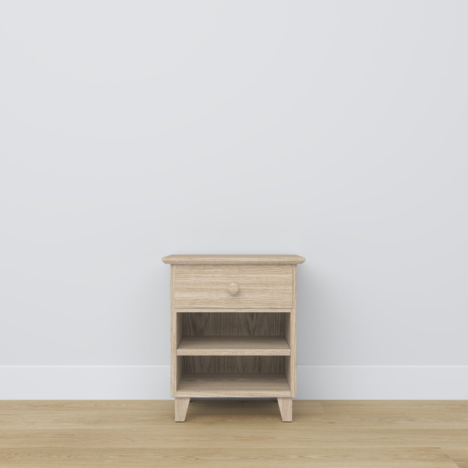 Oak bedside table 1S N02 Scandi oak bleached
