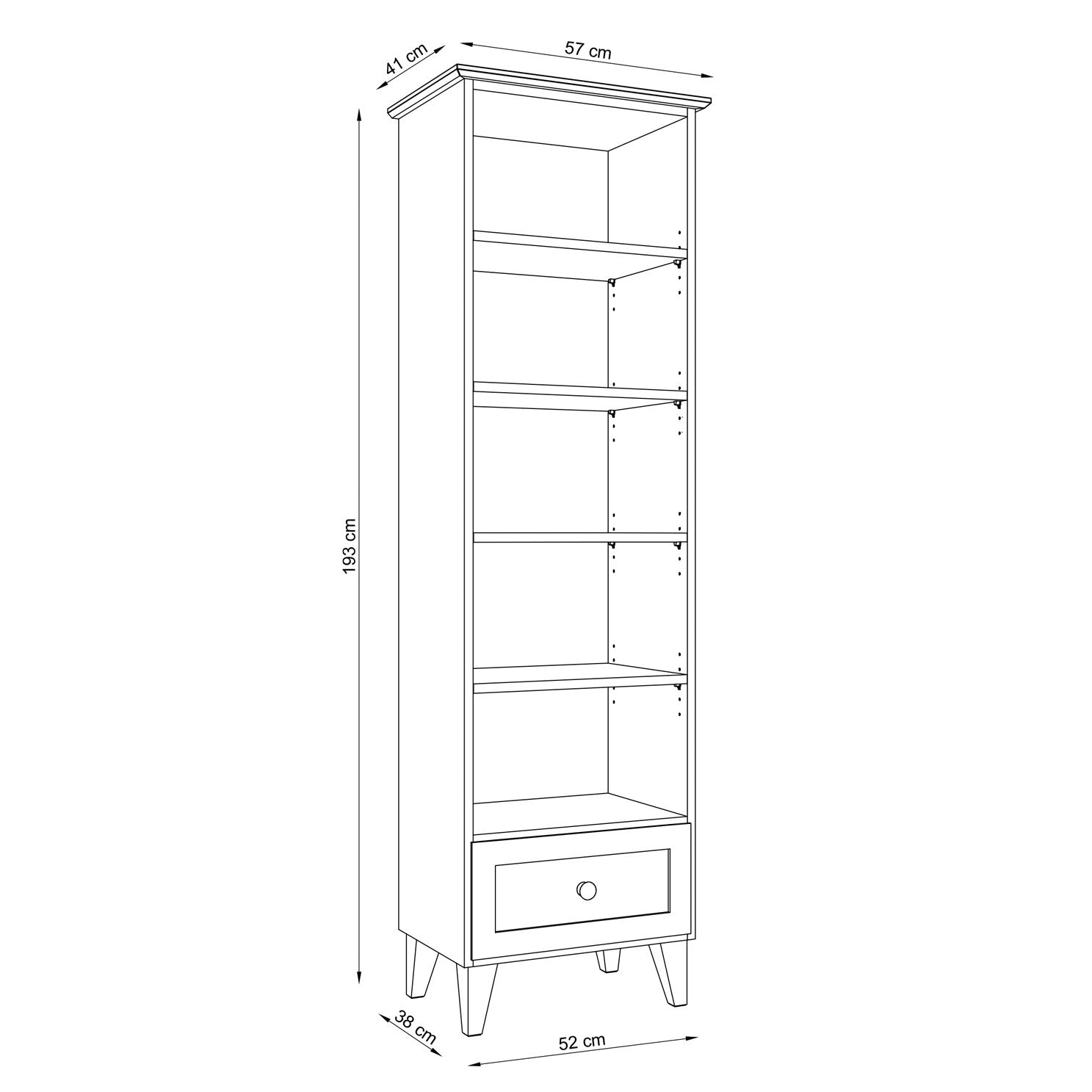 Pine shelf 1S 57 Scandi natural pine