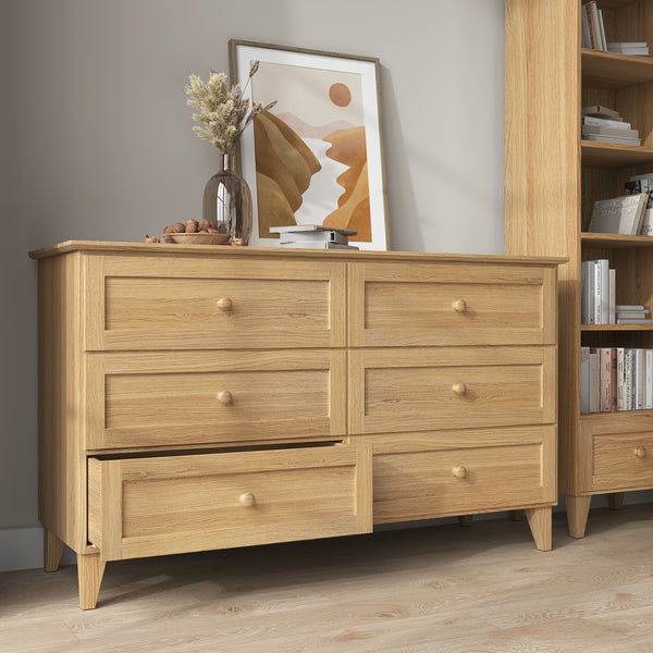 Oak chest of drawers 6S 154 Scandi oak natural