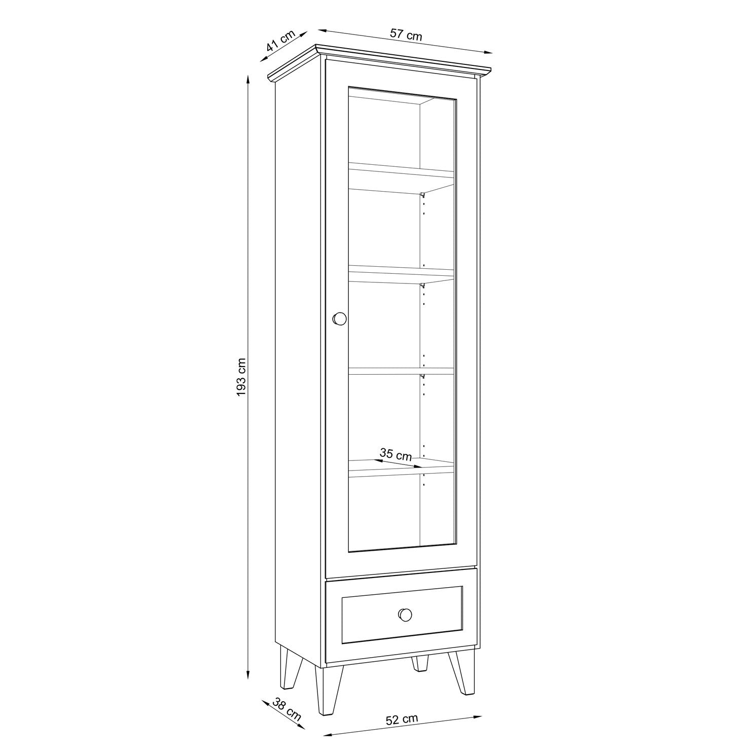 Wooden display cabinet 1S 57 Scandi grey