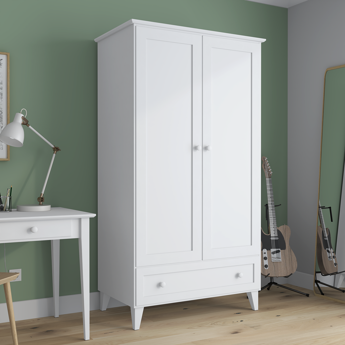 Houten kast 2D1S Scandi wit