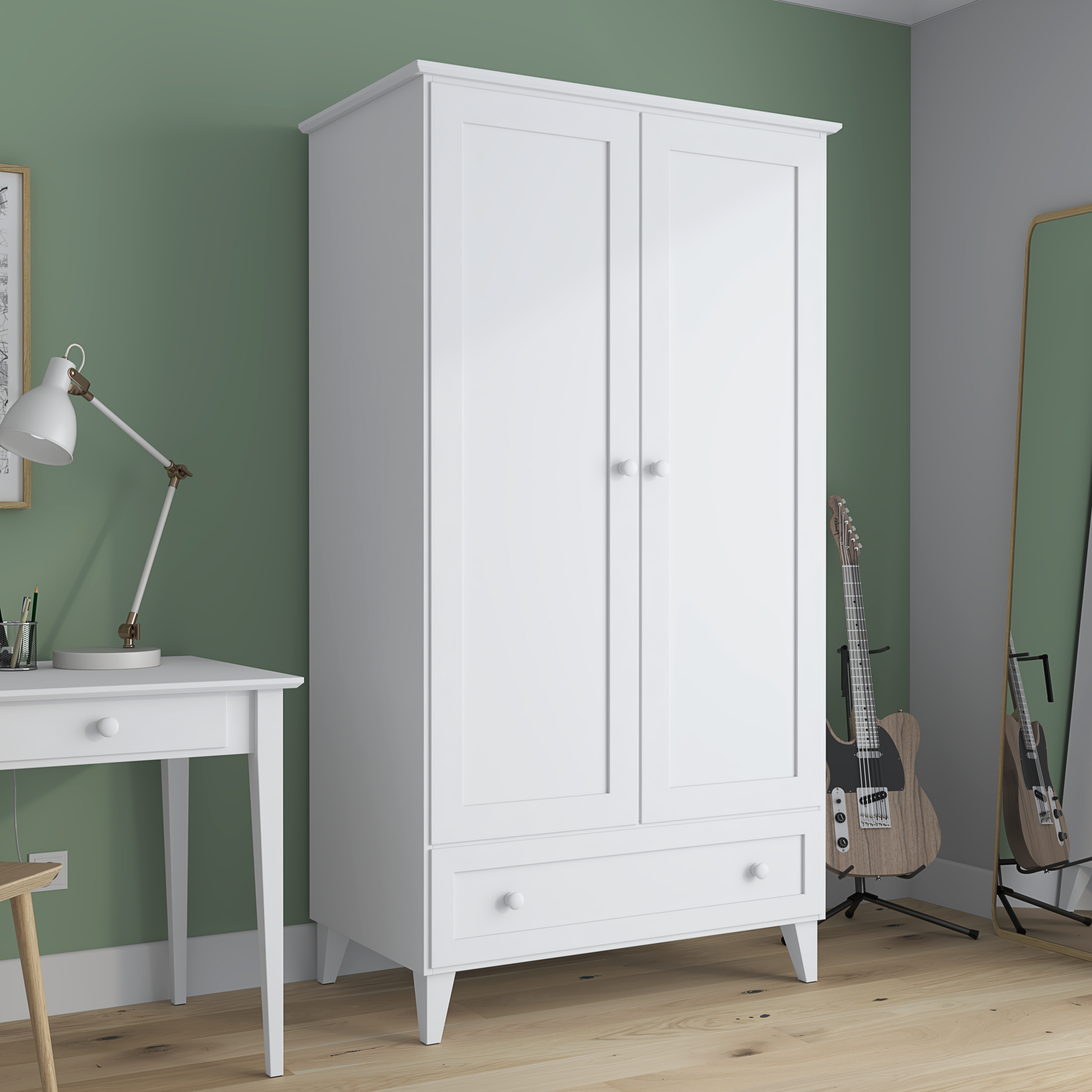 Houten kast 2D1S Scandi wit