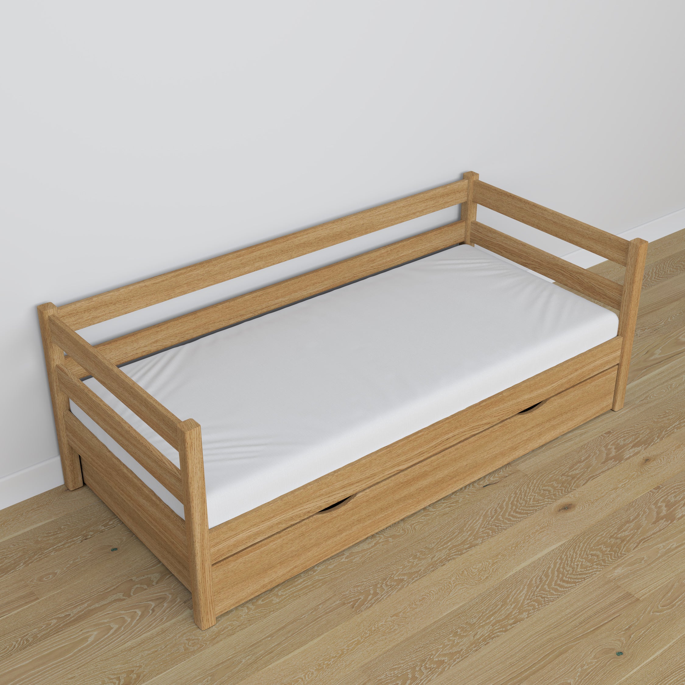 Łóżko sofa z szufladą N01 dąb naturalny – dodatkowy widok, polska produkcja