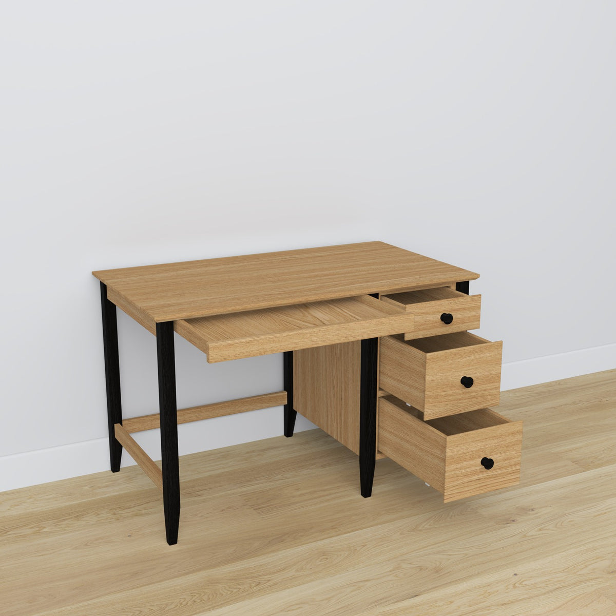Oak desk 3S Scandi oak natural / black