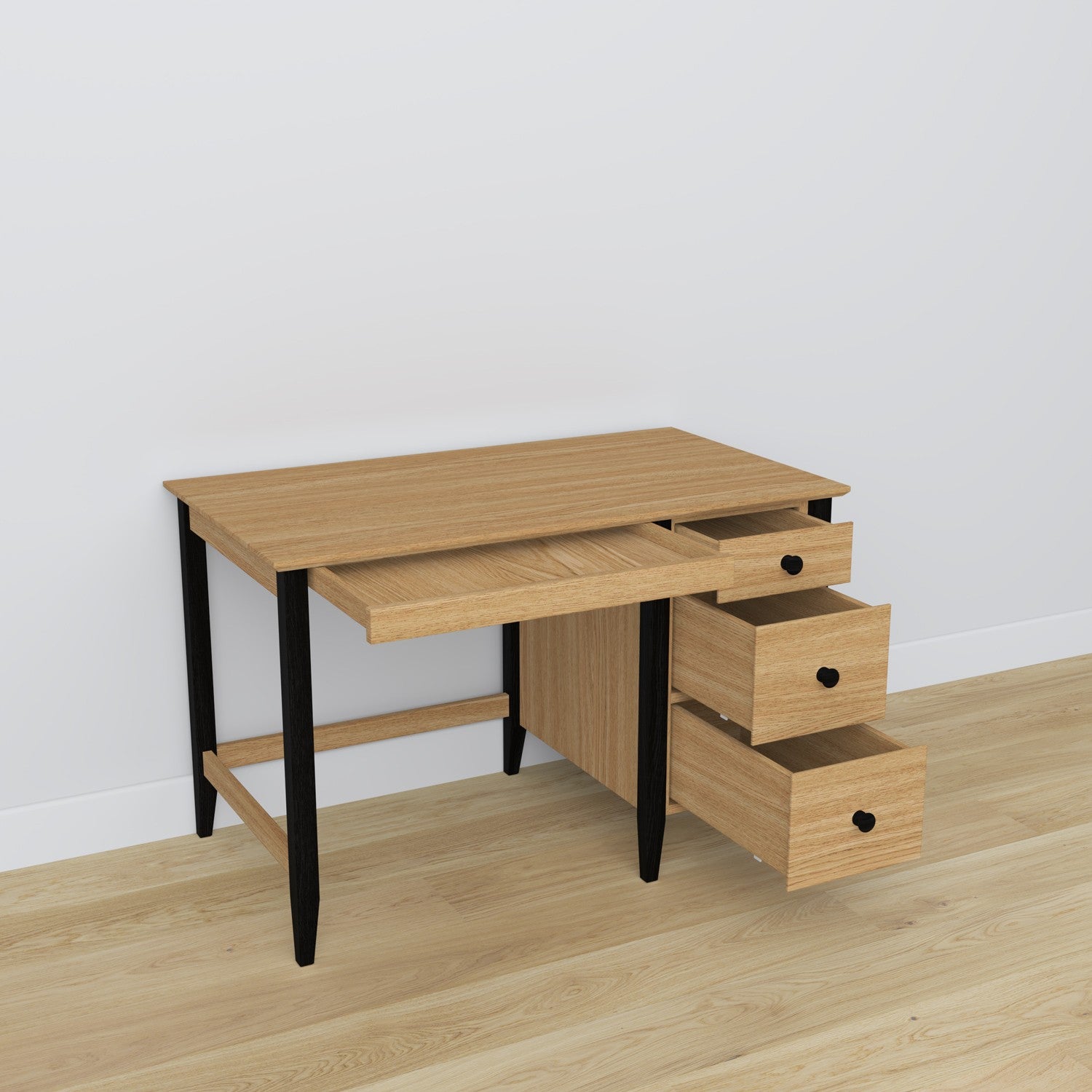Oak desk 3S Scandi oak natural / black