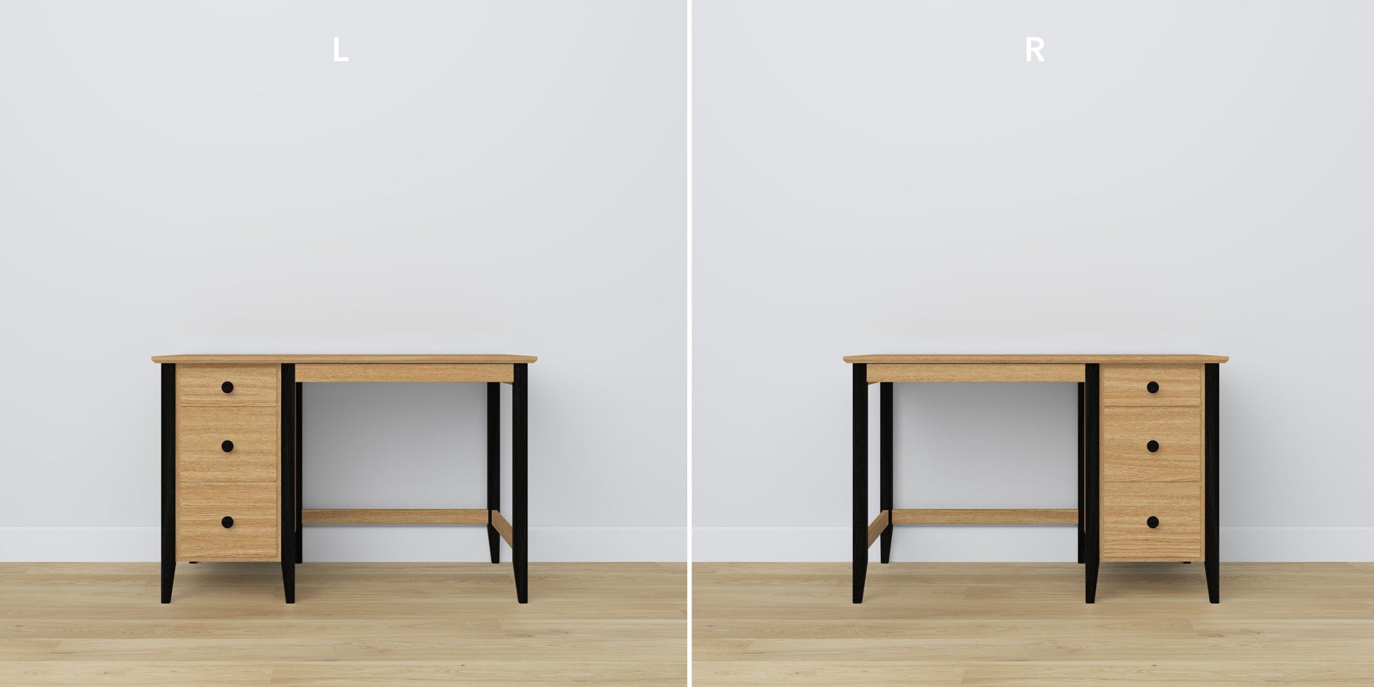 Oak desk 3S Scandi oak natural / black