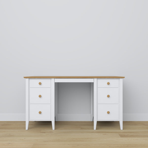 Wooden desk 6S Scandi white / natural oak