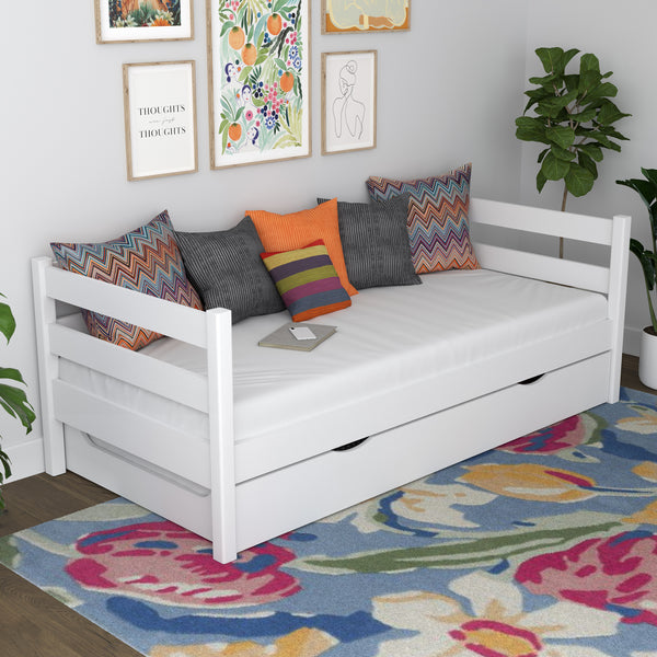 Wooden sofa bed with mattress drawer N01 white