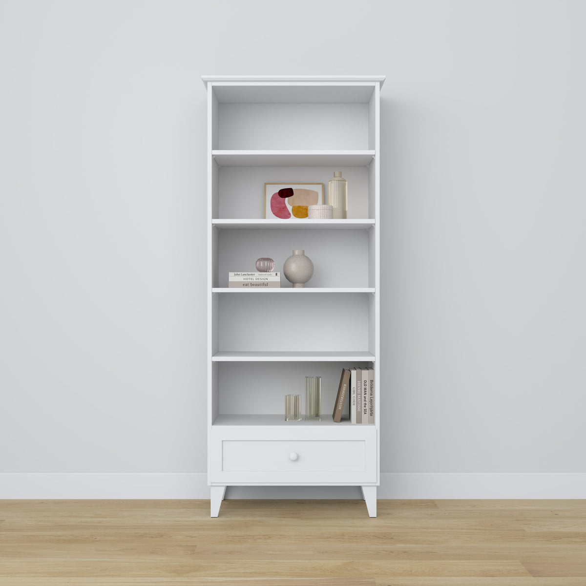 Wooden shelf 1S 80 Scandi white