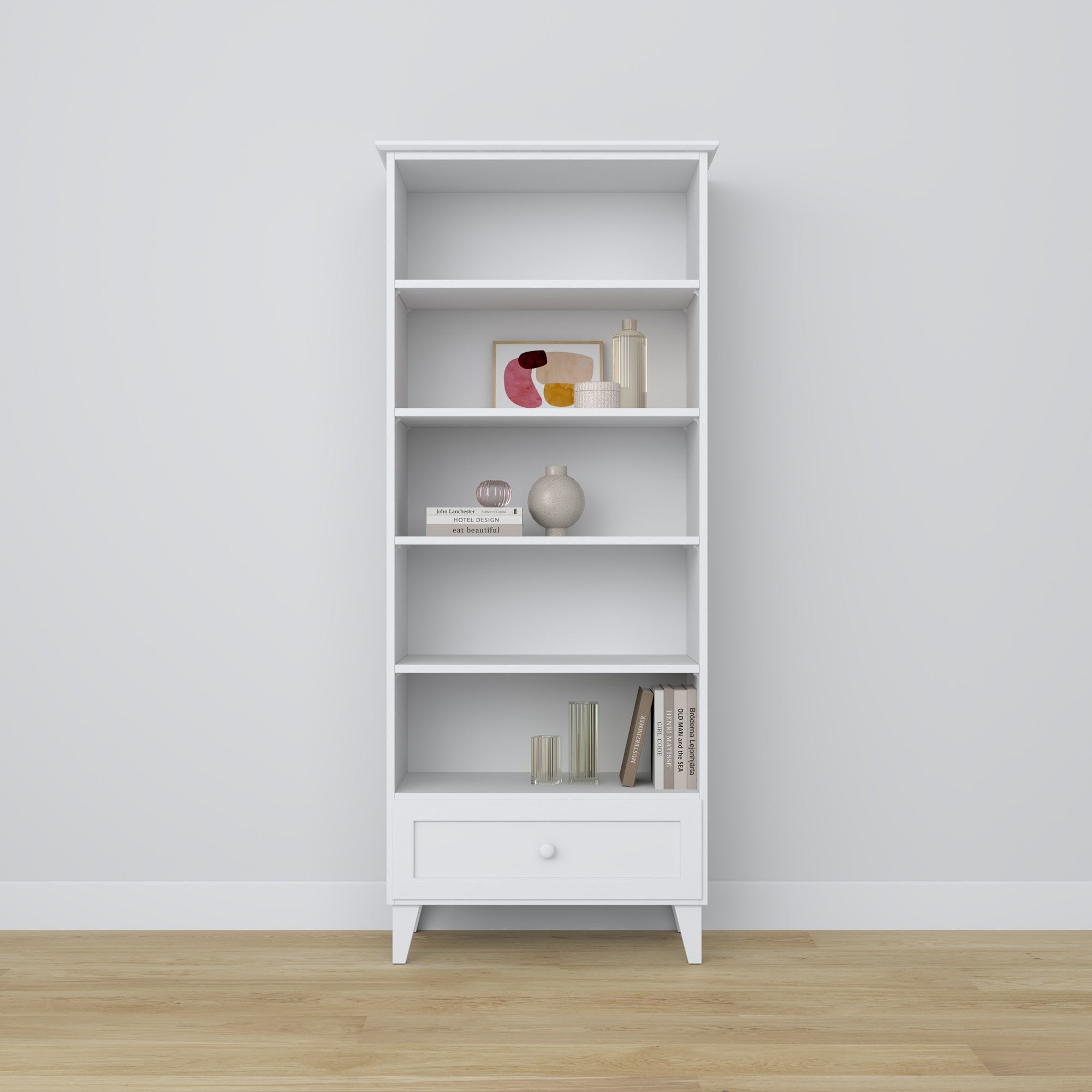 Wooden shelf 1S 80 Scandi white