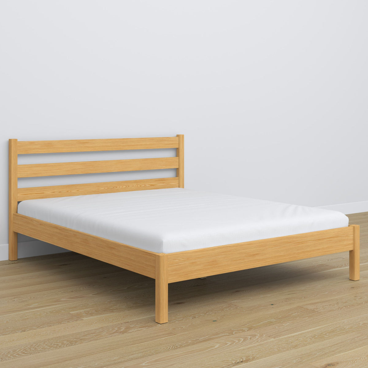 Łóżko podwójne N01 sosna naturalna – aranżacja sypialni, Nizio Home