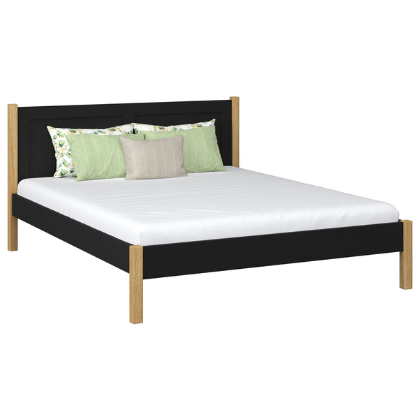 Wooden double bed N02 black / oak