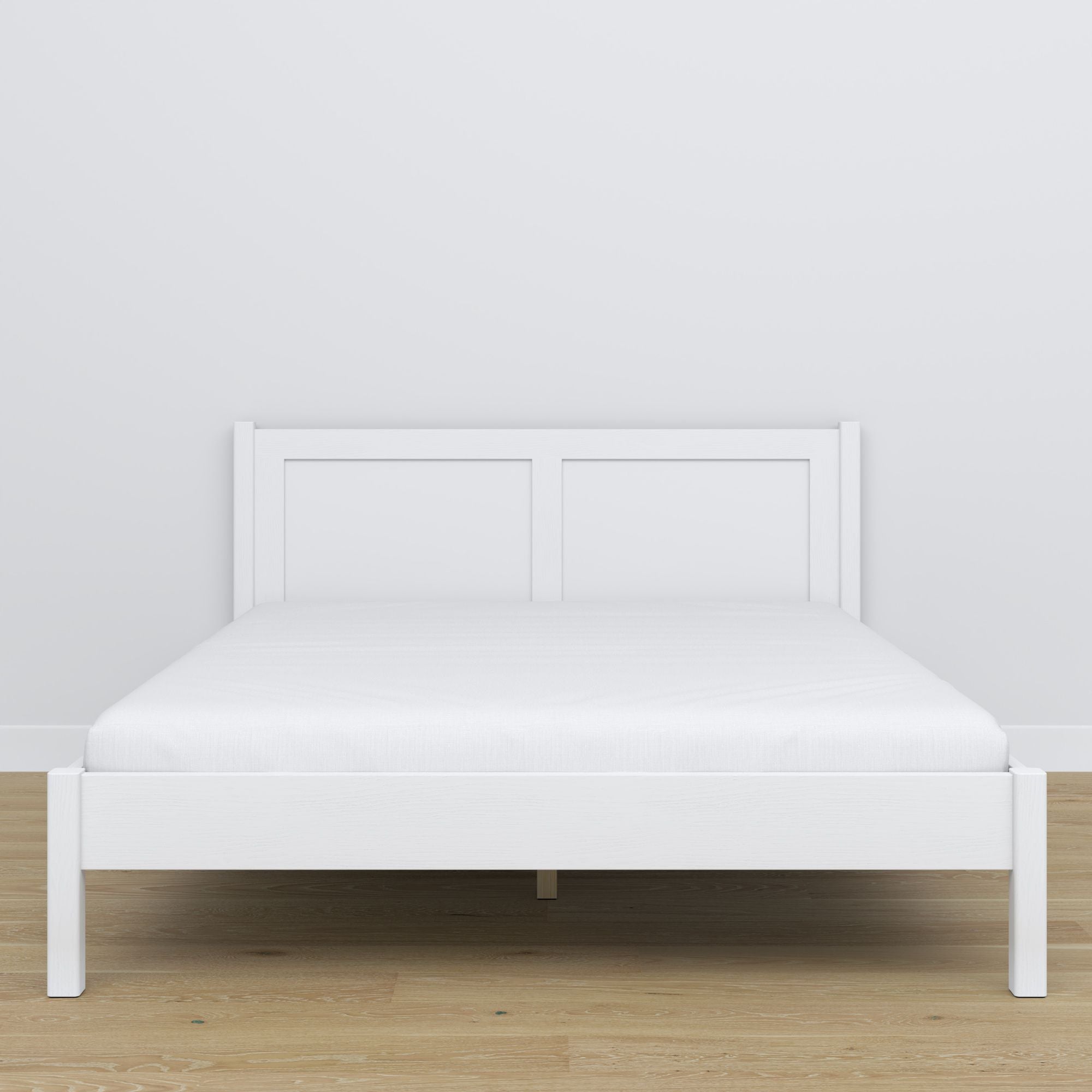 Double bed white – wooden slatted frame, Nizio Home