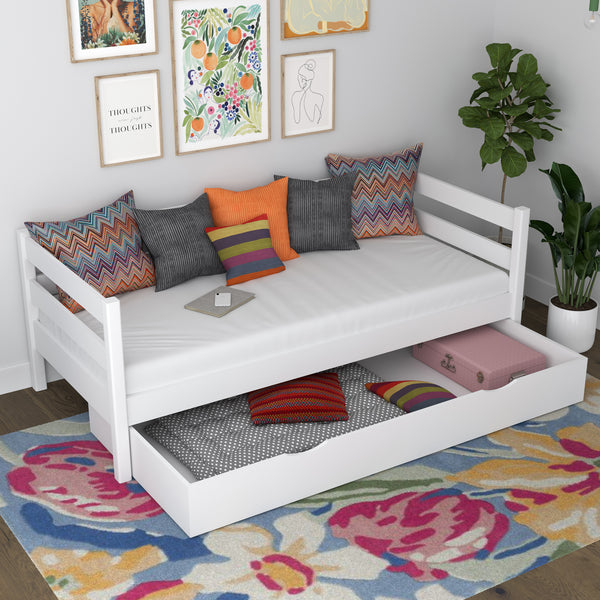Wooden sofa bed with drawer N01 white