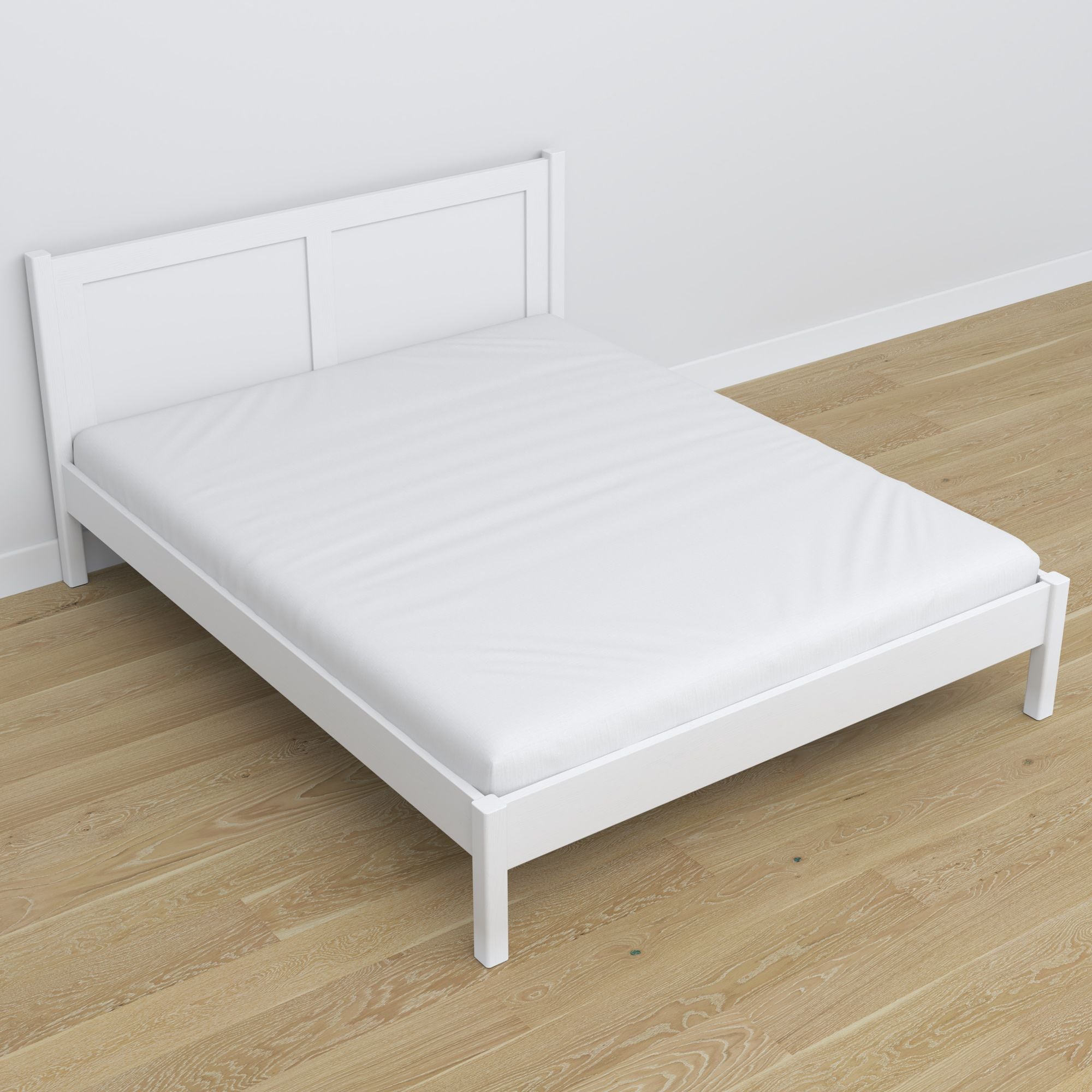 Wooden double bed white – dimensions and diagram, Nizio Home