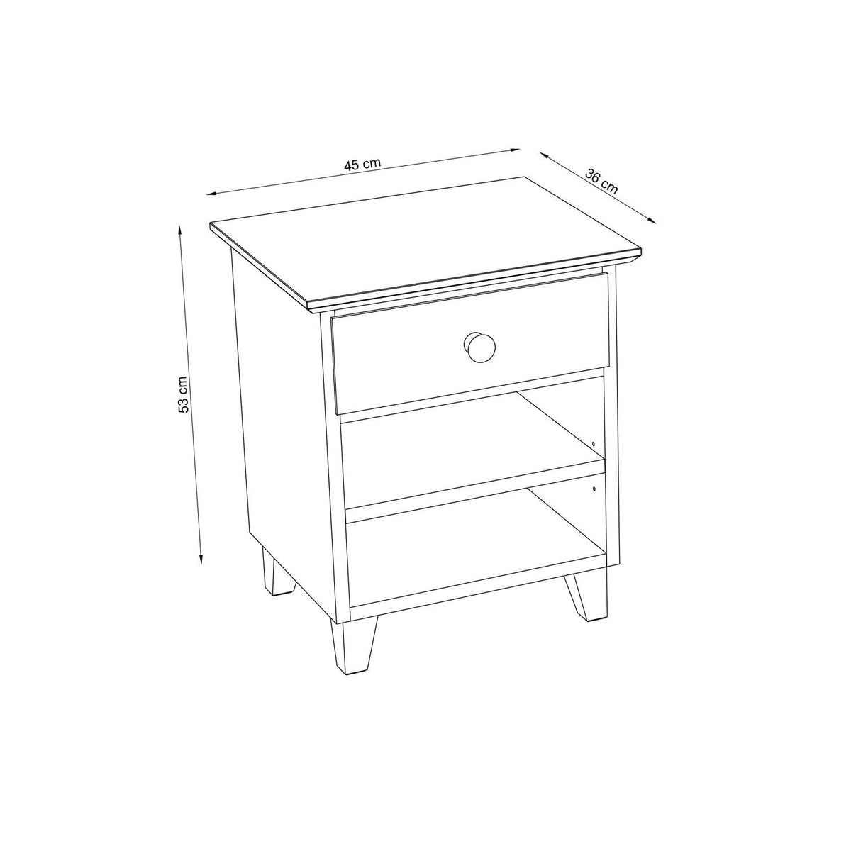 Pine bedside table 1S N02 Scandi natural pine