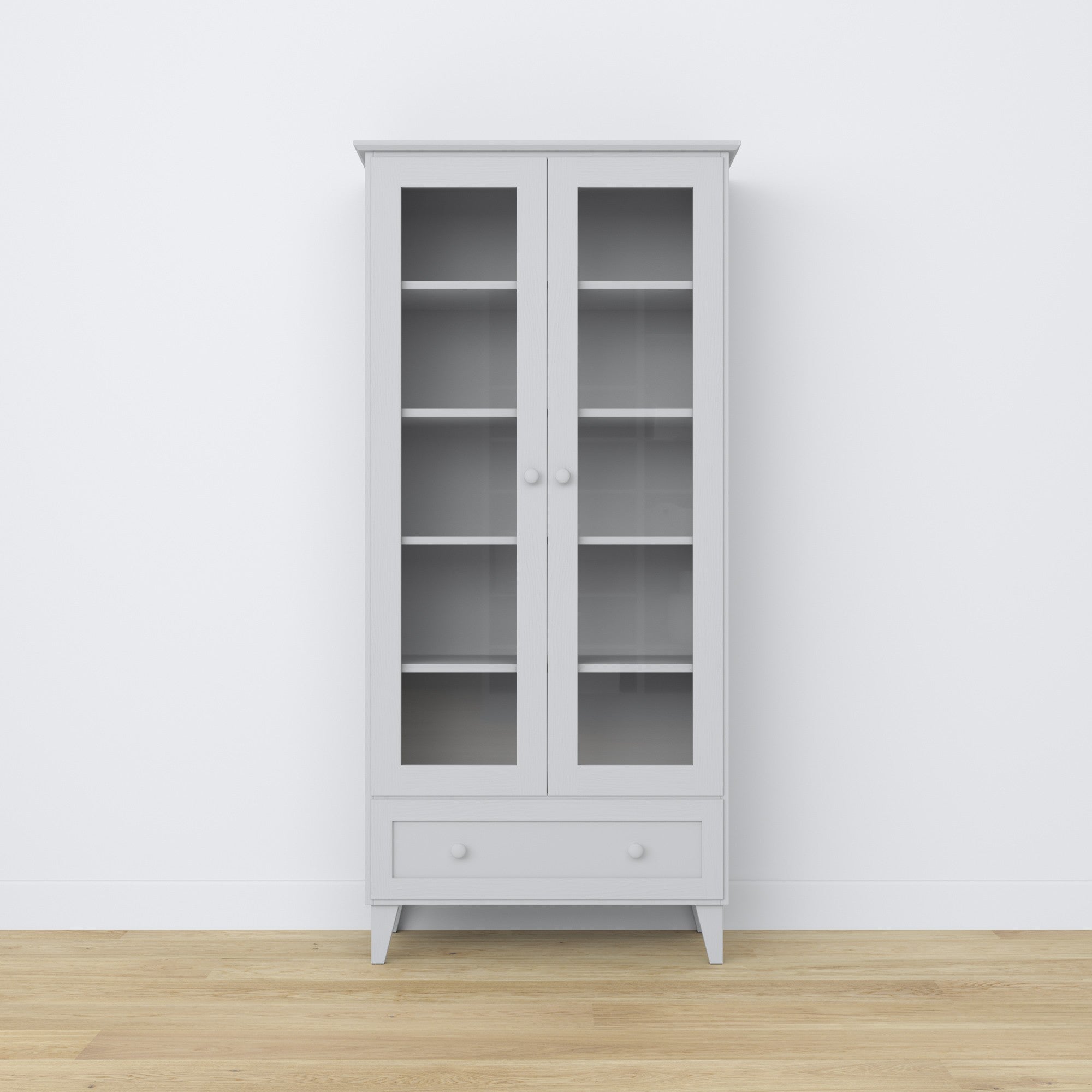 Witryna z szufladą drewniane popielaty 90 cm – salon, styl skandynawski Nizio