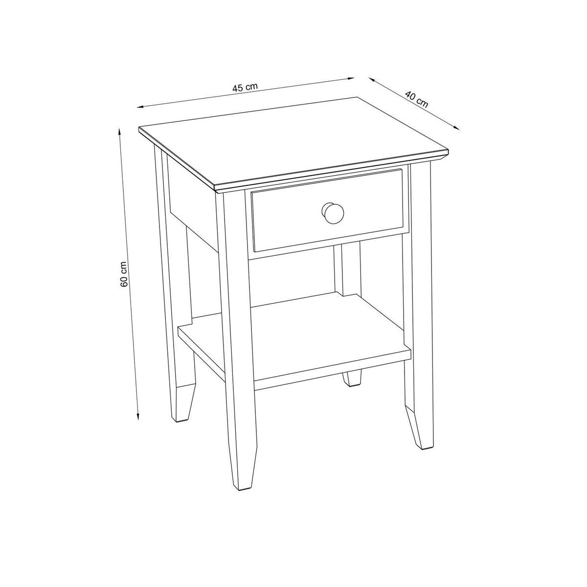 Pine bedside table 1S N01 Scandi clear pine