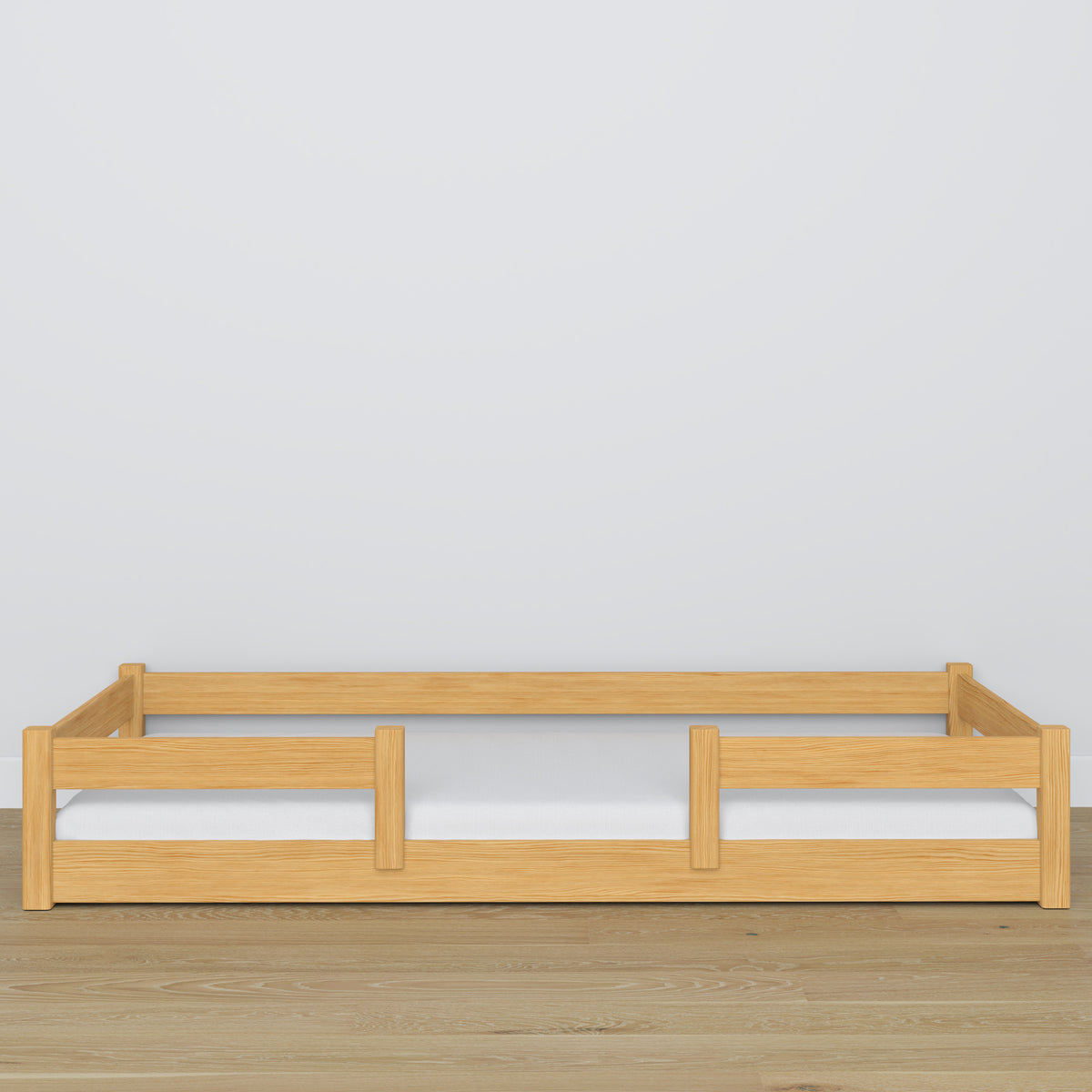 Wooden low bed N01 natural pine