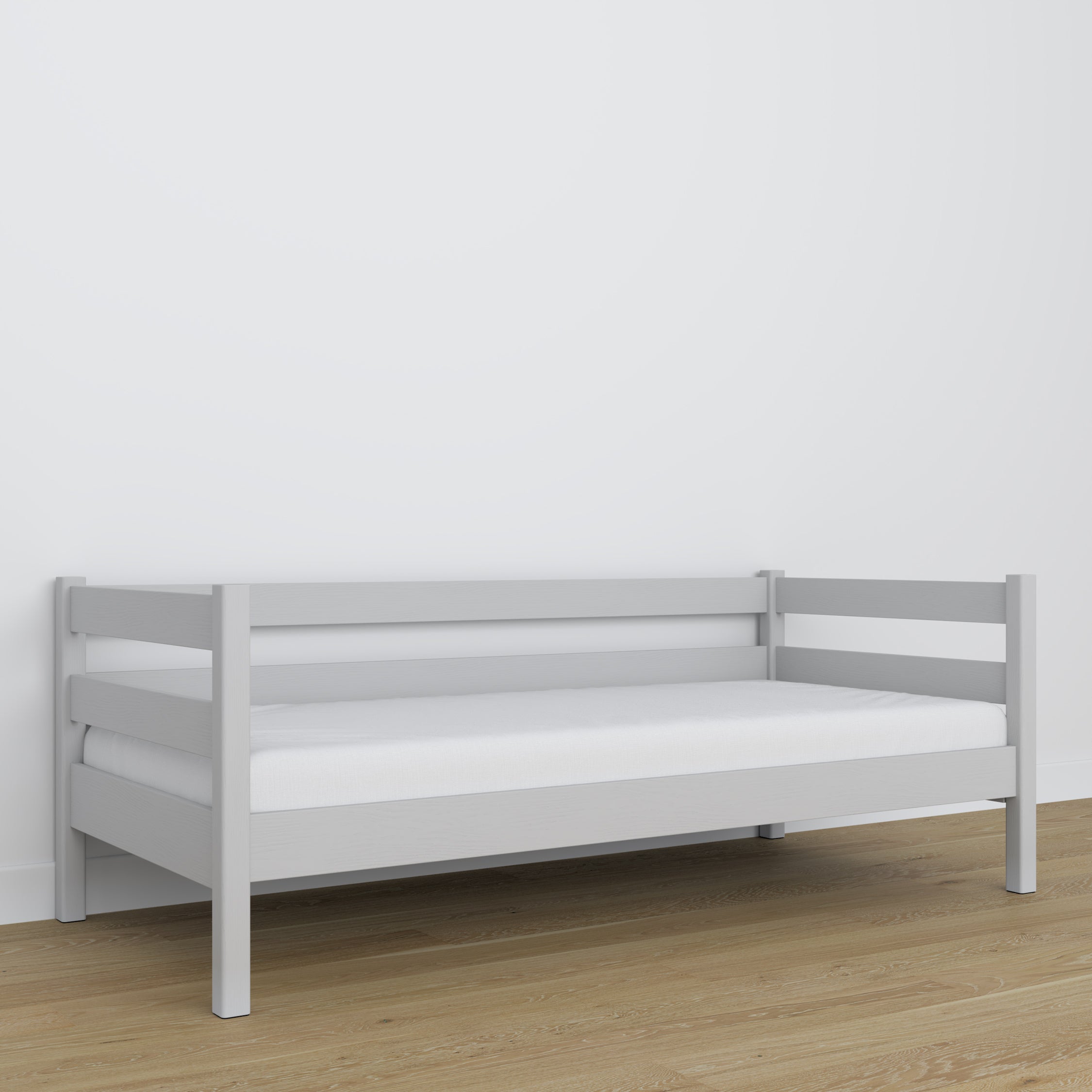 Grey sofa bed made of wood – dimensions and diagram, Nizio