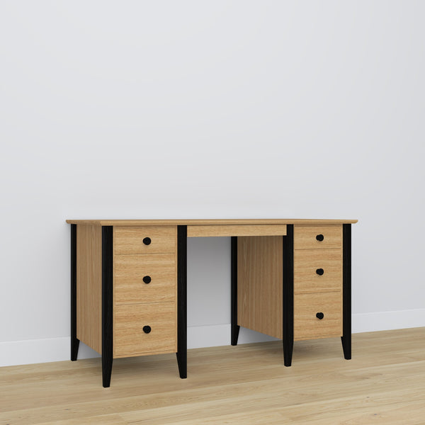 Oak desk 6S Scandi oak natural / black