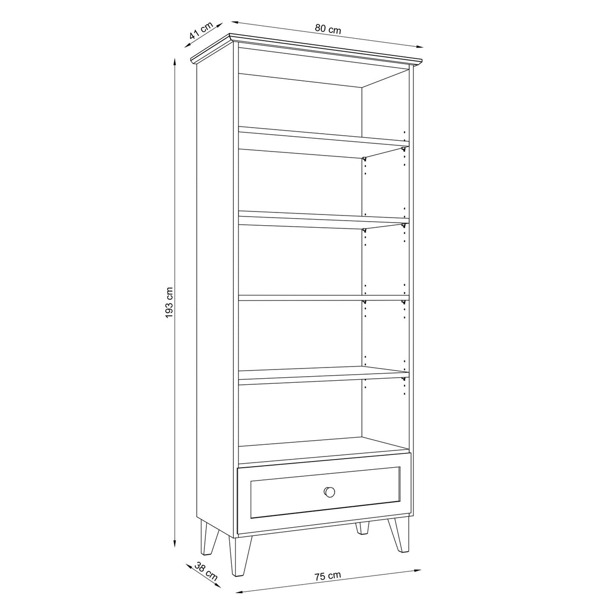 Pine shelf 1S 80 Scandi natural pine