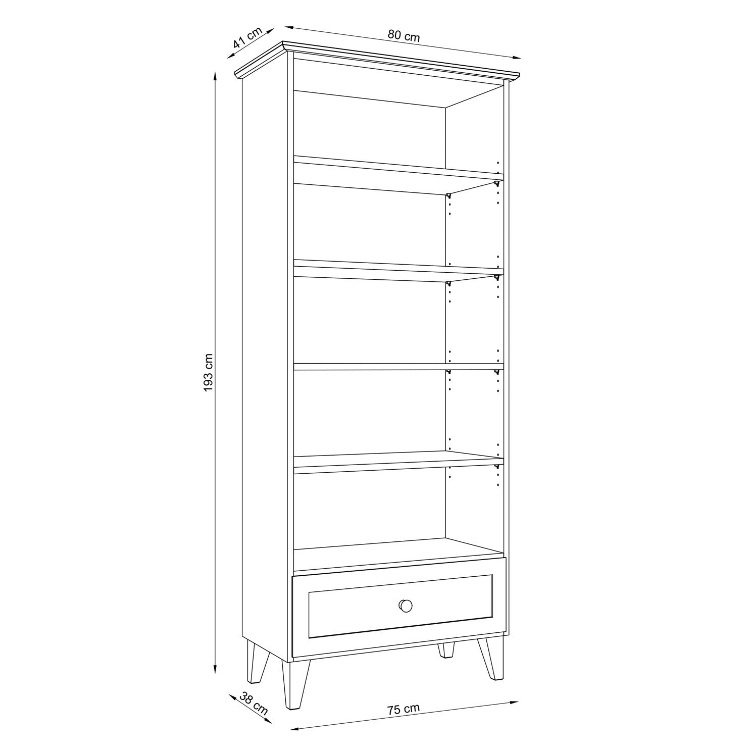 Wooden shelf 1S 80 Scandi grey