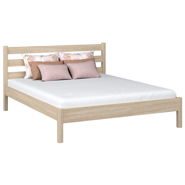 Oak double bed N01 bleached oak – overall view, solid oak wood