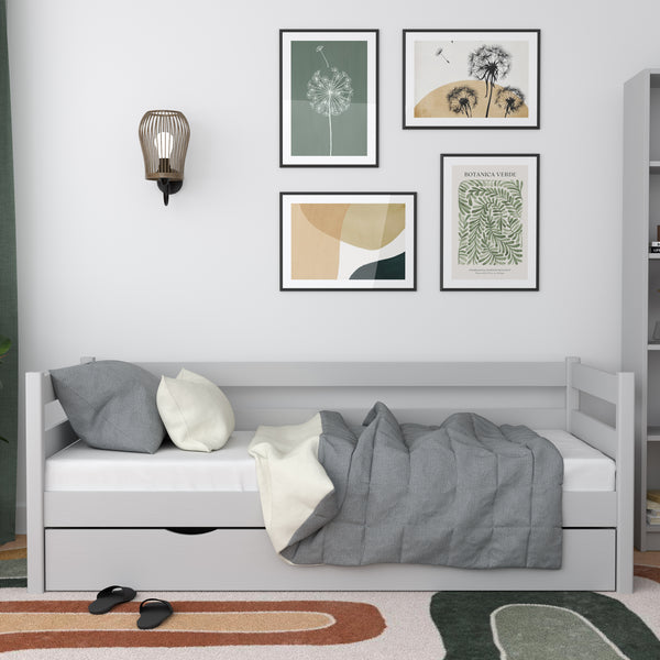 Wooden sofa bed with drawer N01 grey