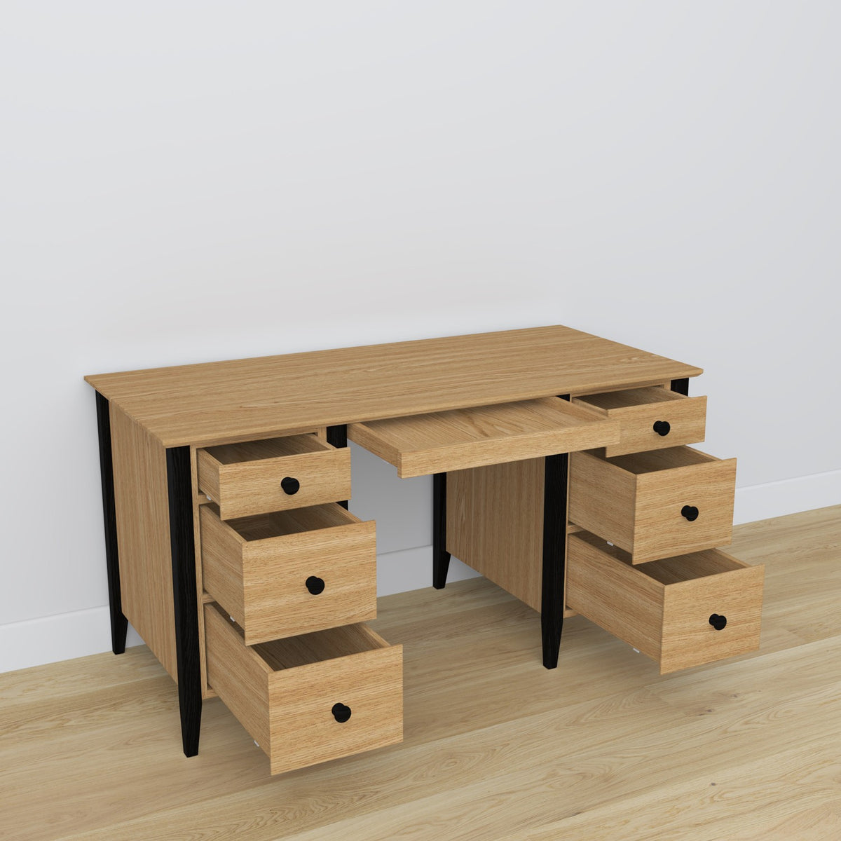 Oak desk 6S Scandi oak natural / black
