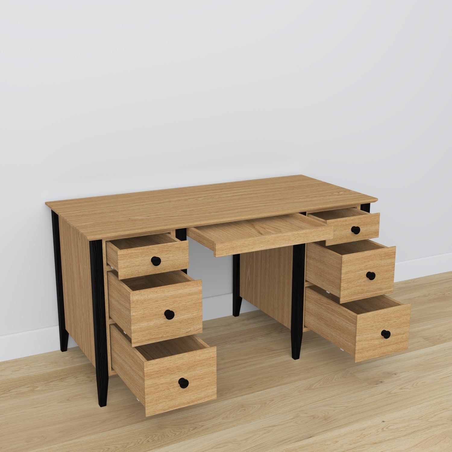 Oak desk 6S Scandi oak natural / black