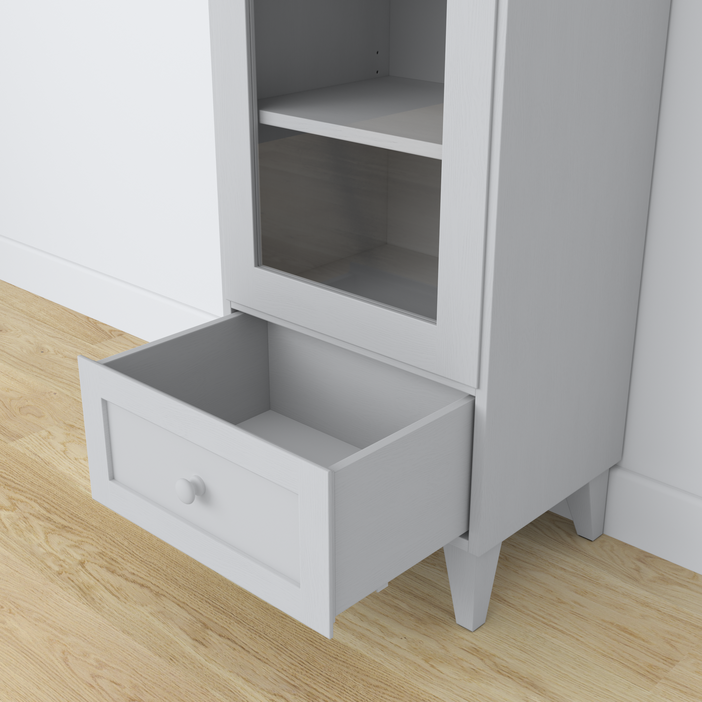 Houten vitrinekast 1S 57 Scandi grijs