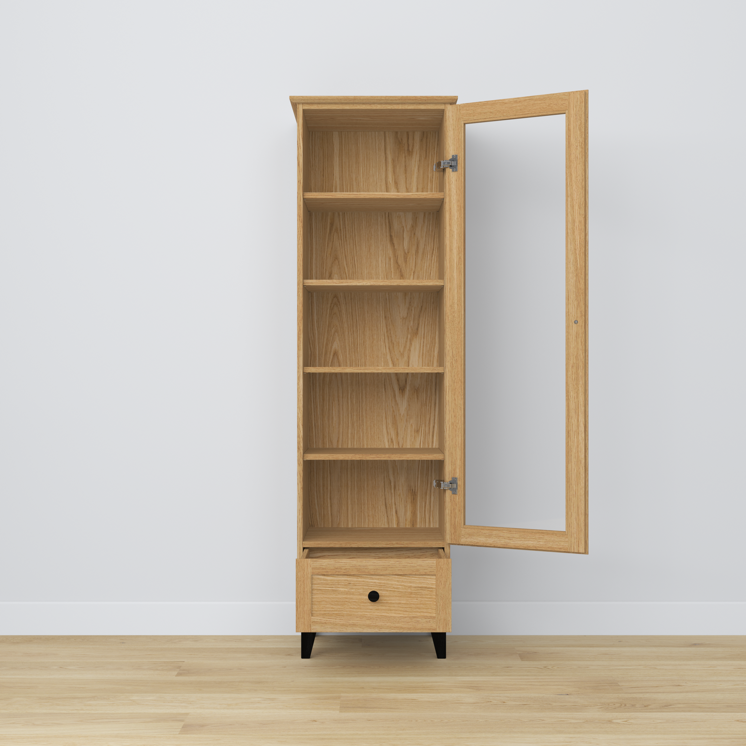 Oak Display Cabinet 1S 57 Scandi Black / Natural Oak