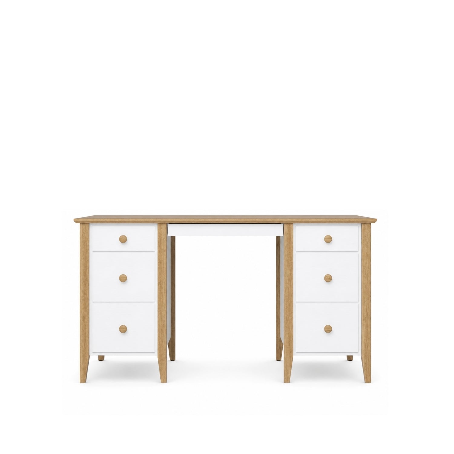 Houten bureau 6S Scandi wit / natuurlijk eiken