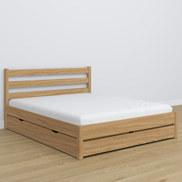 Oak double bed with drawer N01 oak natural