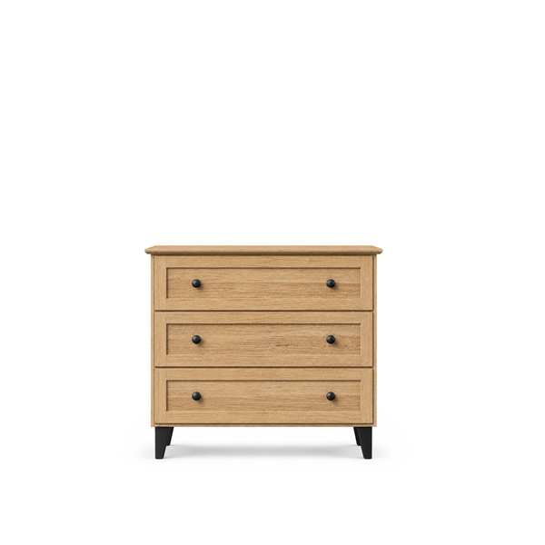 Oak chest of drawers 3S 105 Scandi oak natural / black