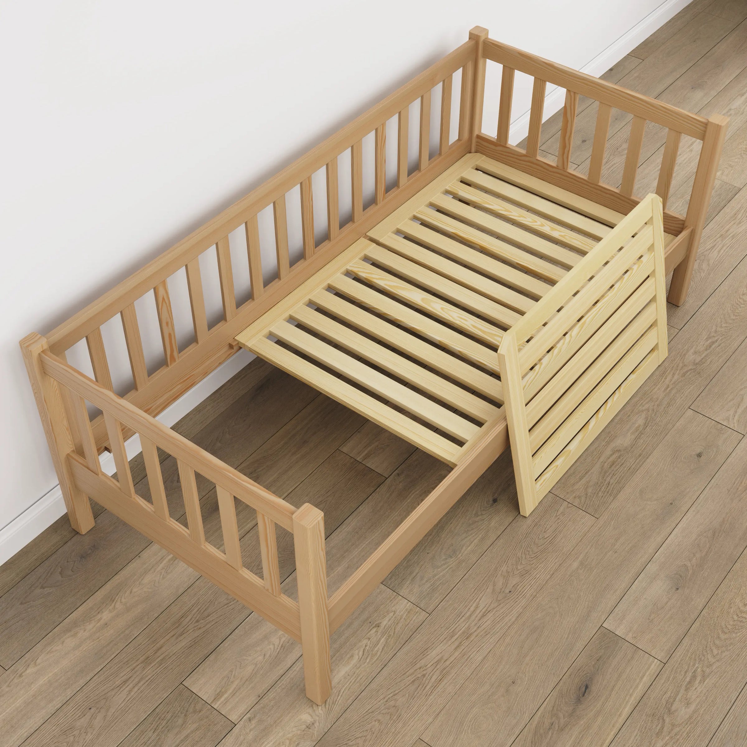Łóżko sofa drewniane sosna naturalna – detale drewna i złączeń, Nizio Home