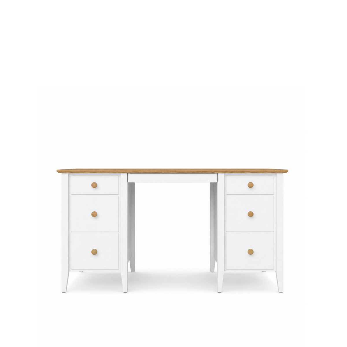 Houten bureau 6S Scandi wit / natuurlijk eiken