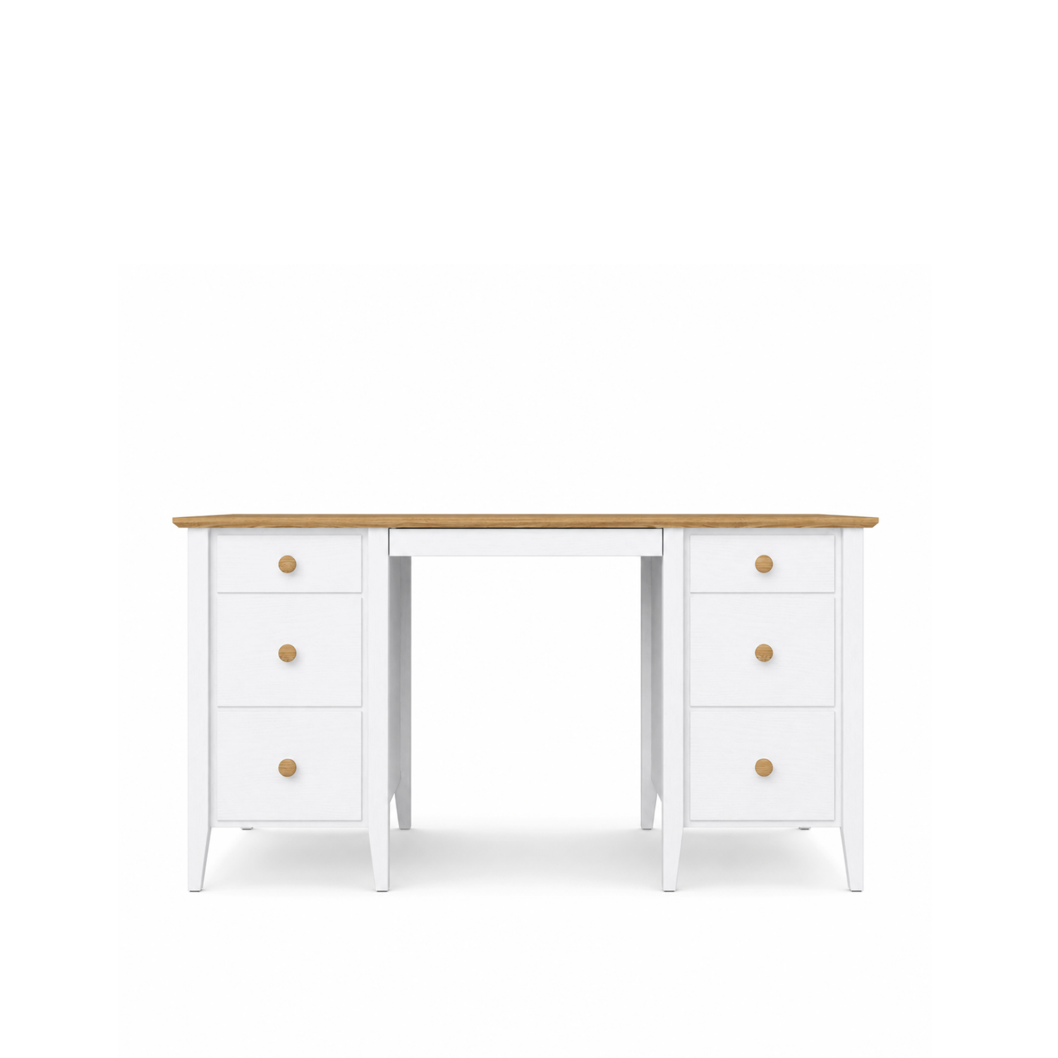 Houten bureau 6S Scandi wit / natuurlijk eiken