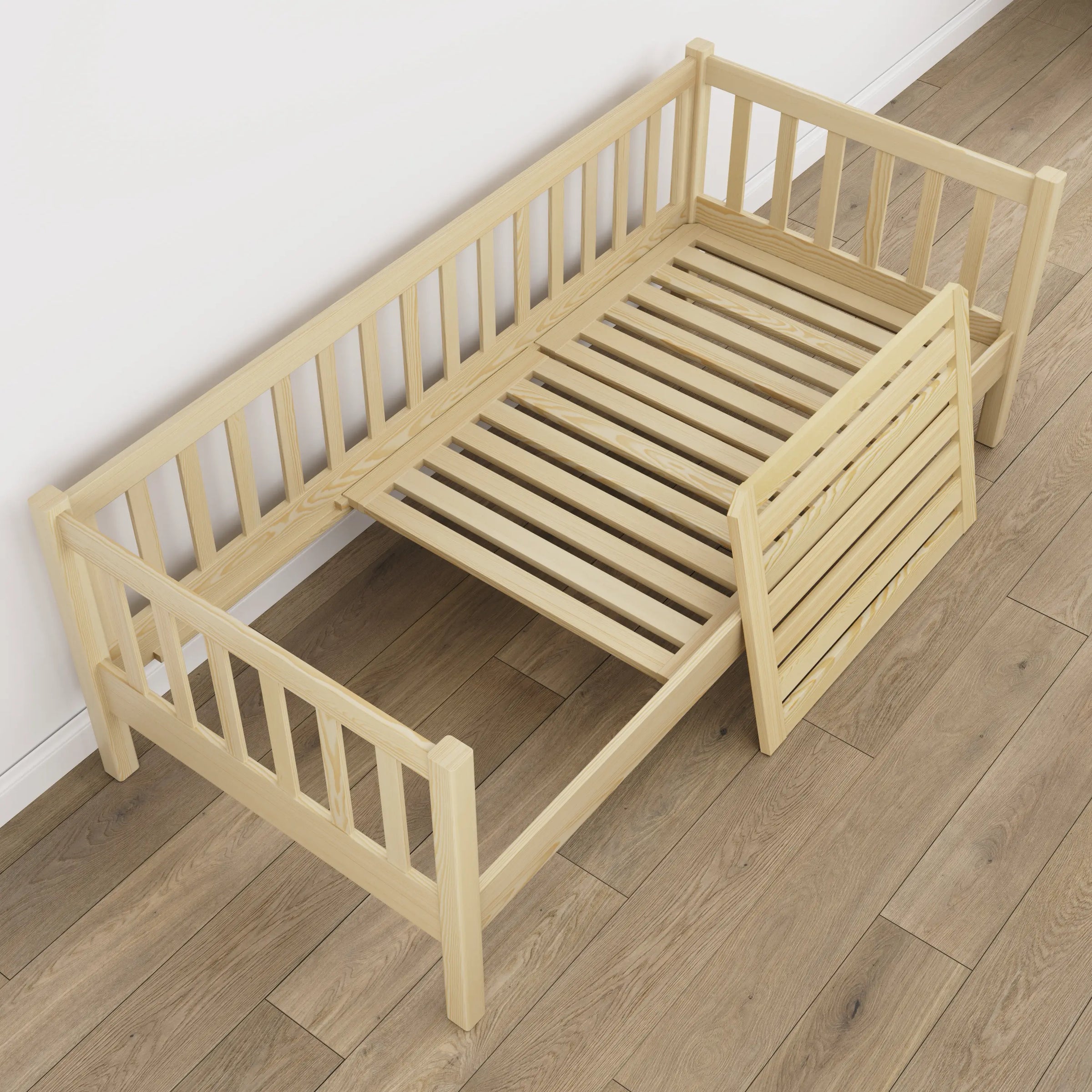 Łóżko sofa drewniane sosna bezbarwna – detale drewna i złączeń, Nizio Home